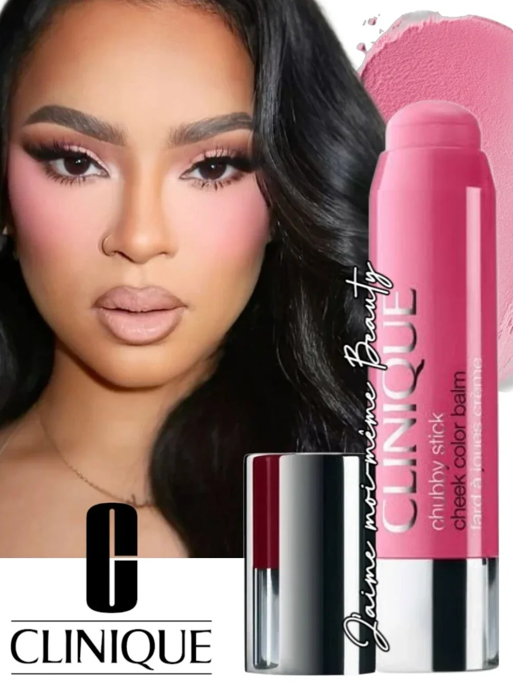 Clinique Chubby Stick Cheek Color Balm Poppin Pink Cream Blush Cool Baby Pink